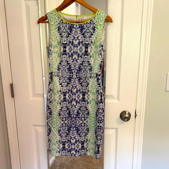 Elie Tahari Purple and Green Midi Dress - Picture 1 of 3